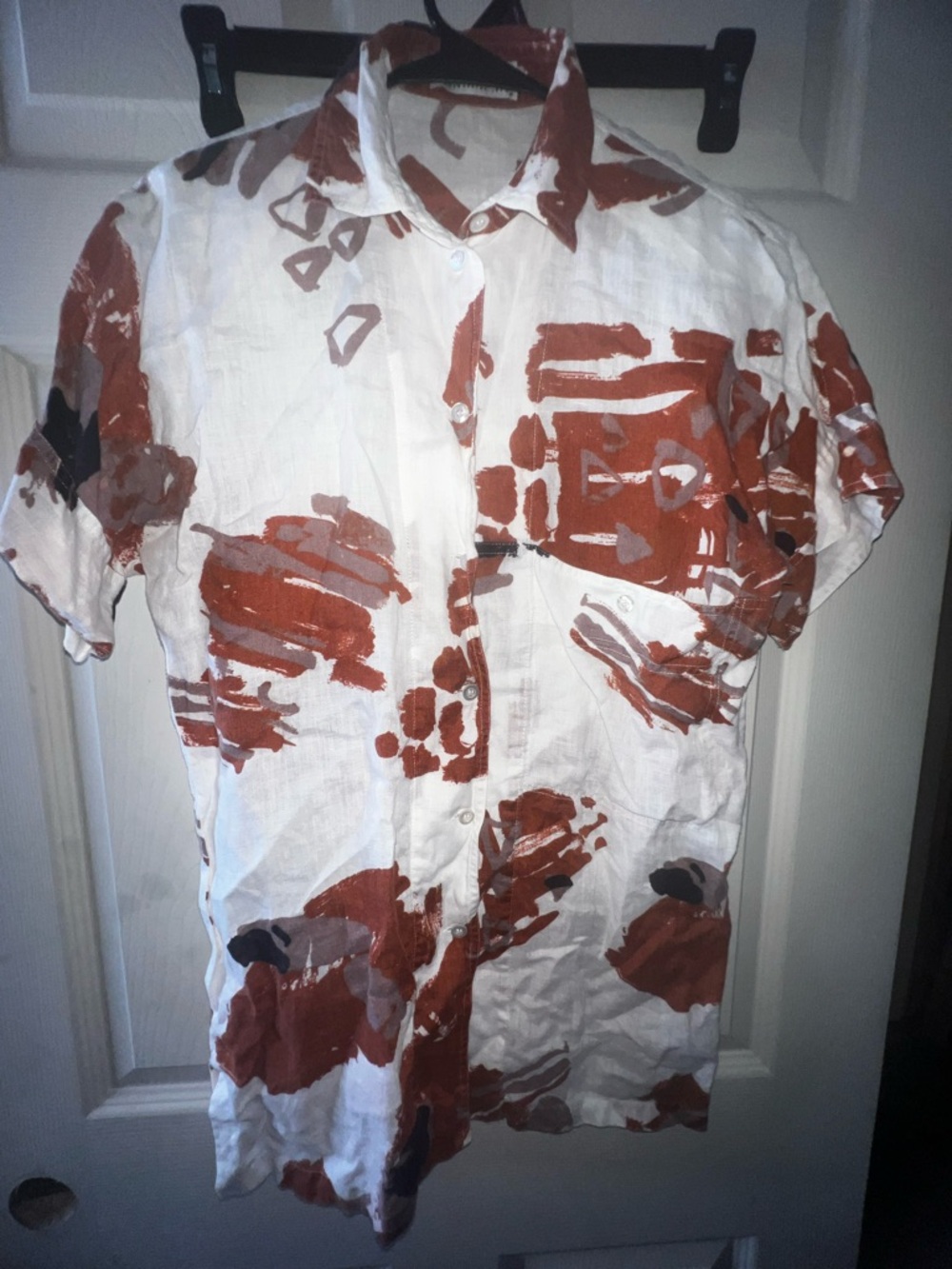 Escada VINTAGE 100% Linen  Short-Sleeve Button-Up Shirt Mens Size 34
